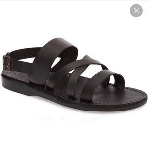 NWOB Jerusalem Sandals Silas Men’s Leather a Slingback Black Leather Sz 42